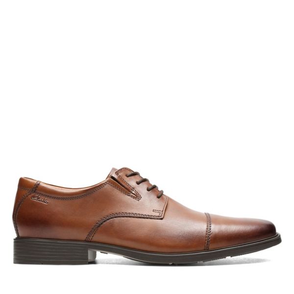 Clarks Mens Tilden Cap Wide Fit Shoes Dark Brown | USA-5140879